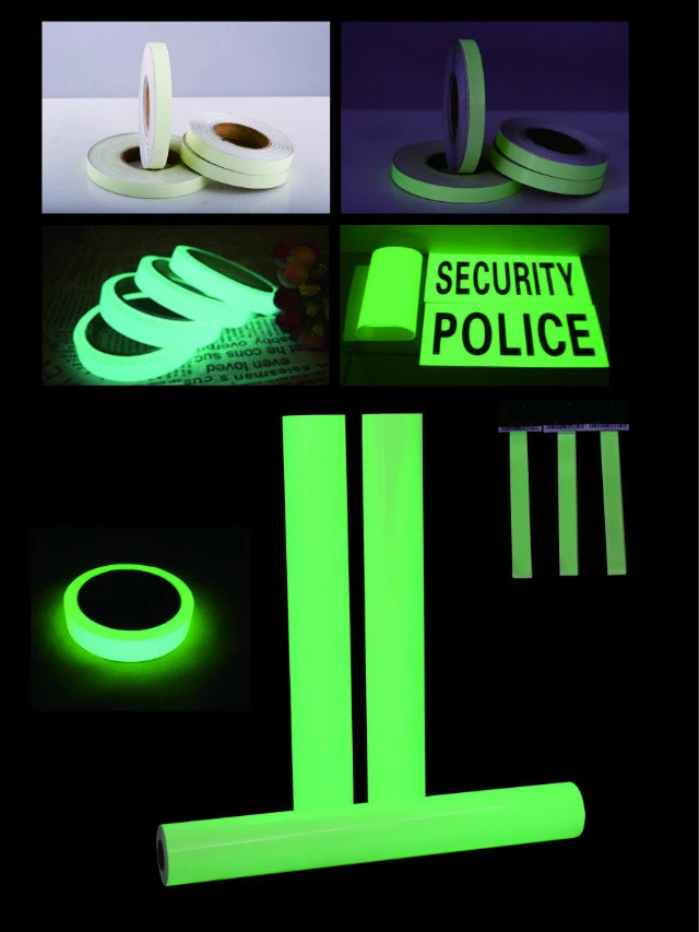 PVC 8h Cuttable Printable Self-Adhesive Rigid Night Glow Photoluminescent Glow in The Dark Plastic Sheeting