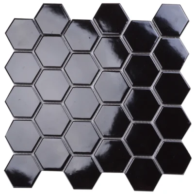 Цветное свечение 305X305 мм в темной черной керамической шестиугольной мозаике