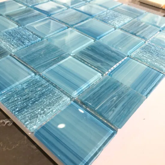 Арабески мраморная 3D рыбья чешуя синяя мозаика для бассейнов